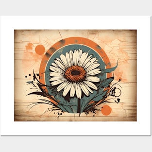 Daisies Flora Vintage Since Established Old Retro Posters and Art